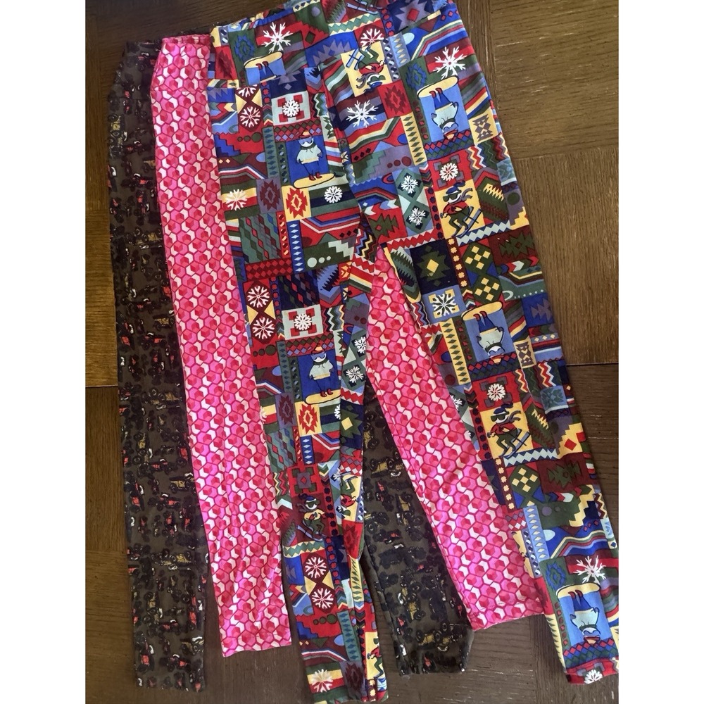Lot of 3 Lularoe Leggings Womens OS One Size (sz 2-8) Colorful Buttery Soft
